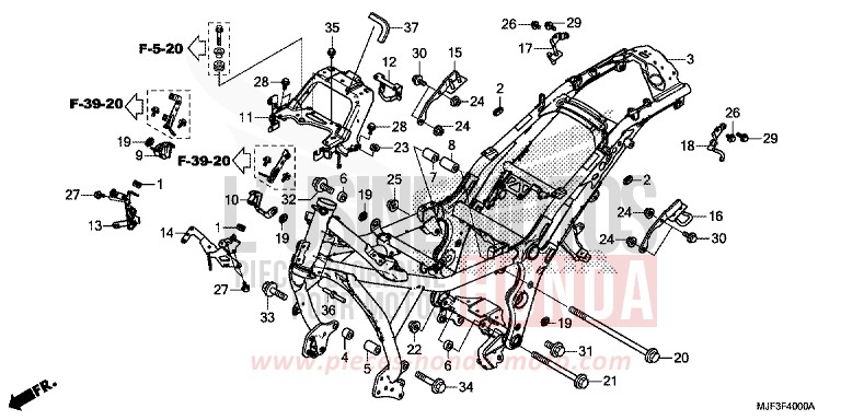 CARROSSERIE DE CHASSIS de CTX700 ABS PEARL FADELESS WHITE (NH341) 2014